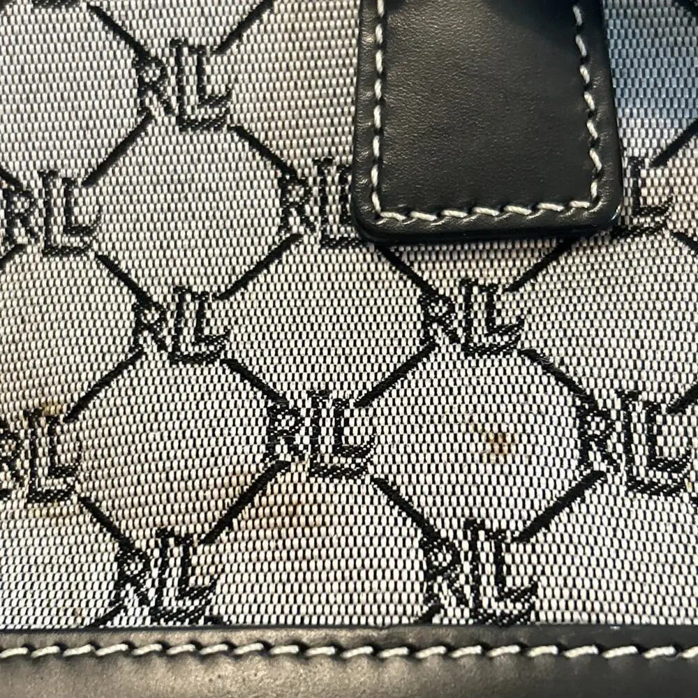 Vtg Lauren Ralph Lauren Monogram Duffle Travel Overnight Bag Gray Black